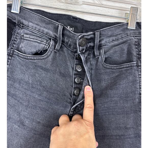 3 x 1 womens 25 High Rise Cora Straight leg Raw Hem Cropped Jeans Dark Grey - Picture 5 of 8